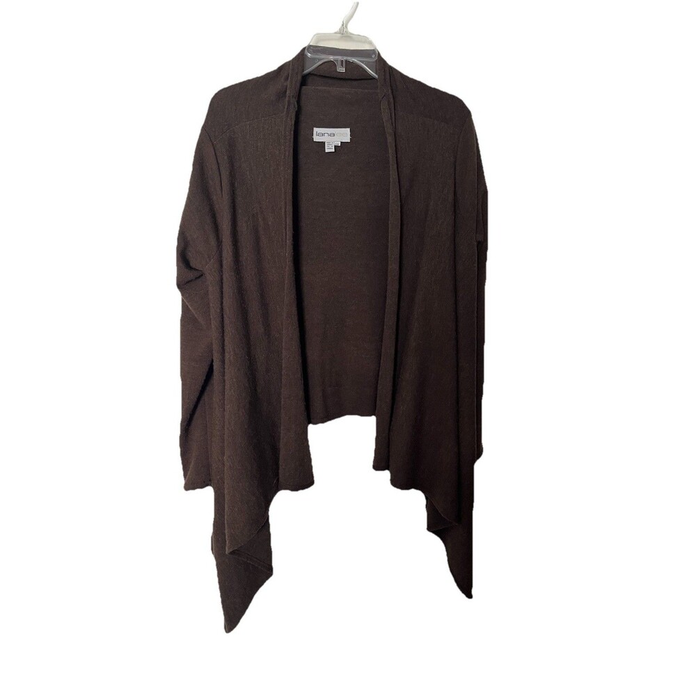 Vintage Lana Lee Brown Open Front Cardigan Size Small Waterfall Wool Blend